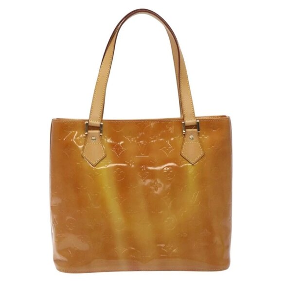 LOUIS VUITTON Monogram Vernis Houston Hand Bag Beige M91004 LV Auth 128707 - Picture 2 of 16